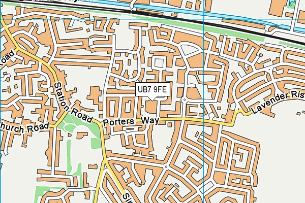 UB7 9FE map - OS VectorMap District (Ordnance Survey)