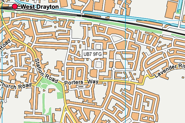 UB7 9FG map - OS VectorMap District (Ordnance Survey)