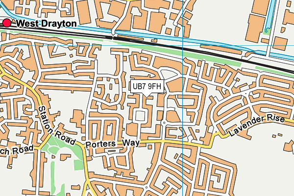 UB7 9FH map - OS VectorMap District (Ordnance Survey)