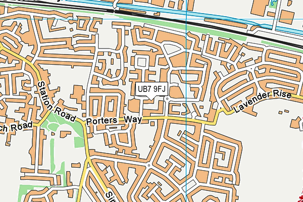 UB7 9FJ map - OS VectorMap District (Ordnance Survey)