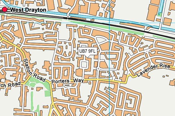 UB7 9FL map - OS VectorMap District (Ordnance Survey)