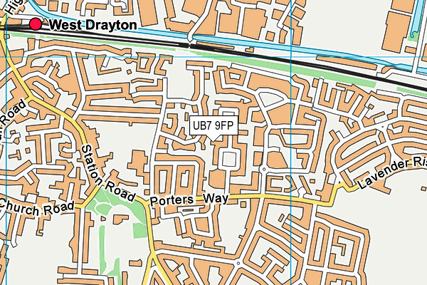 UB7 9FP map - OS VectorMap District (Ordnance Survey)