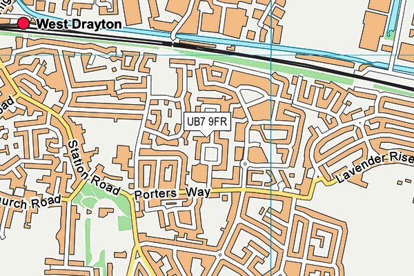 UB7 9FR map - OS VectorMap District (Ordnance Survey)