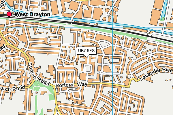 UB7 9FS map - OS VectorMap District (Ordnance Survey)