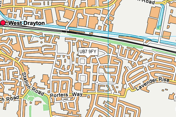 UB7 9FY map - OS VectorMap District (Ordnance Survey)