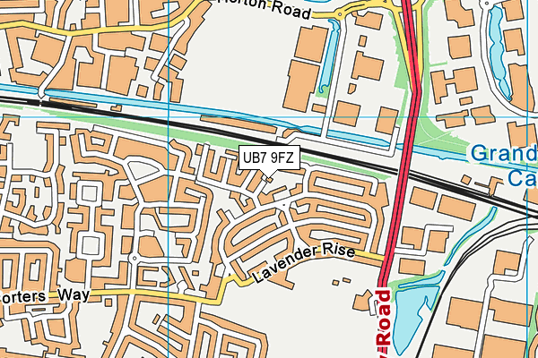 UB7 9FZ map - OS VectorMap District (Ordnance Survey)