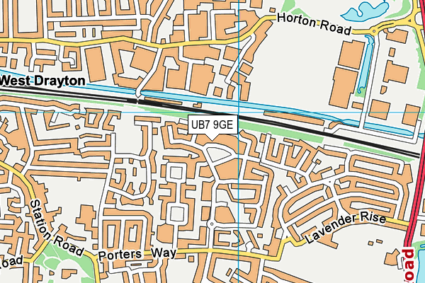 UB7 9GE map - OS VectorMap District (Ordnance Survey)