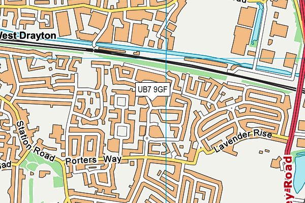 UB7 9GF map - OS VectorMap District (Ordnance Survey)