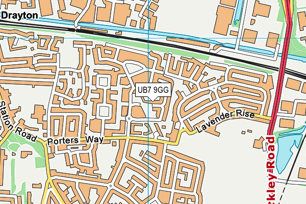 UB7 9GG map - OS VectorMap District (Ordnance Survey)