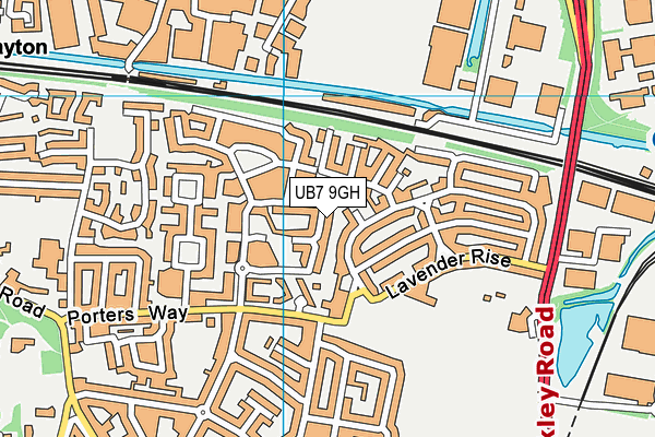 UB7 9GH map - OS VectorMap District (Ordnance Survey)