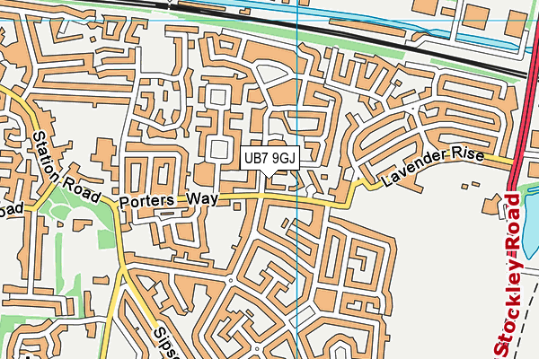 UB7 9GJ map - OS VectorMap District (Ordnance Survey)