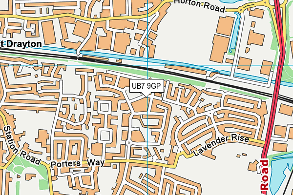 UB7 9GP map - OS VectorMap District (Ordnance Survey)
