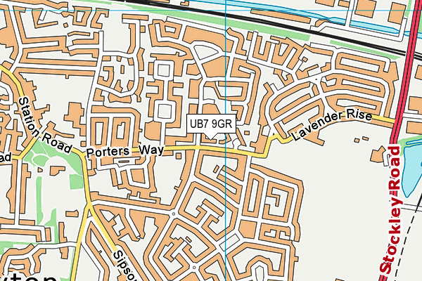 UB7 9GR map - OS VectorMap District (Ordnance Survey)