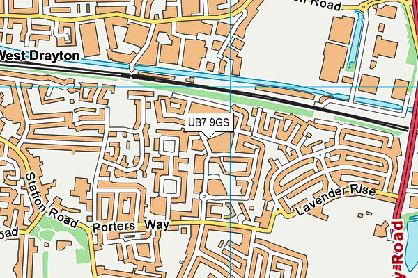 UB7 9GS map - OS VectorMap District (Ordnance Survey)