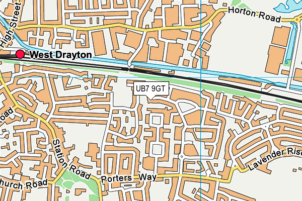 UB7 9GT map - OS VectorMap District (Ordnance Survey)
