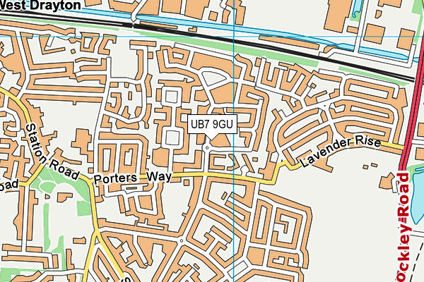 UB7 9GU map - OS VectorMap District (Ordnance Survey)