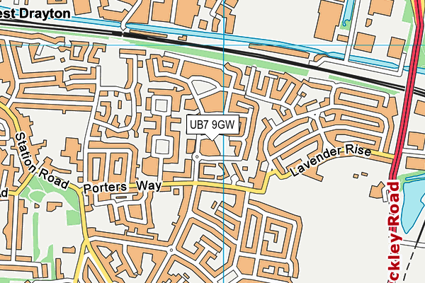 UB7 9GW map - OS VectorMap District (Ordnance Survey)