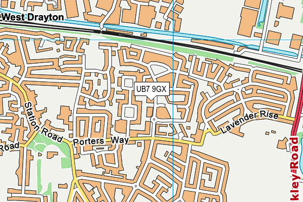 UB7 9GX map - OS VectorMap District (Ordnance Survey)