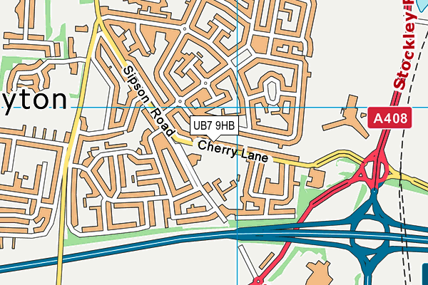 UB7 9HB map - OS VectorMap District (Ordnance Survey)