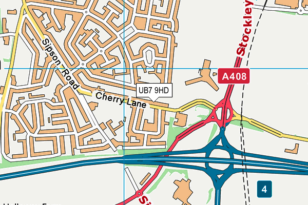 UB7 9HD map - OS VectorMap District (Ordnance Survey)