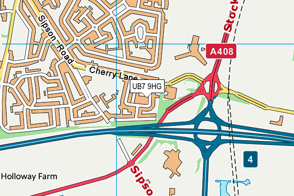 UB7 9HG map - OS VectorMap District (Ordnance Survey)