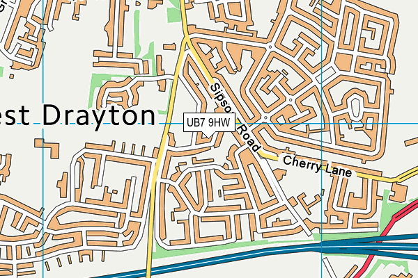 UB7 9HW map - OS VectorMap District (Ordnance Survey)