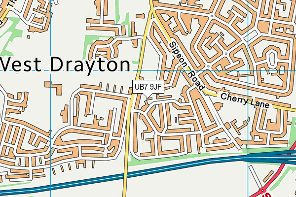 UB7 9JF map - OS VectorMap District (Ordnance Survey)