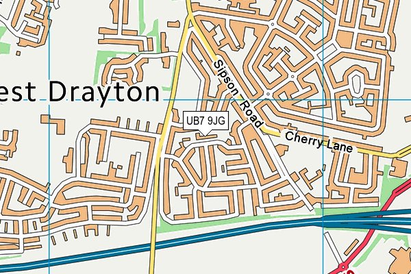 UB7 9JG map - OS VectorMap District (Ordnance Survey)