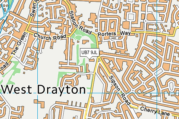 UB7 9JL map - OS VectorMap District (Ordnance Survey)