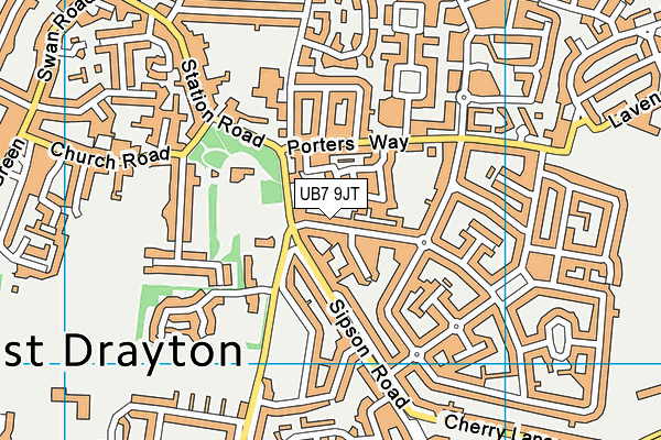 UB7 9JT map - OS VectorMap District (Ordnance Survey)