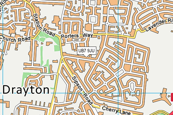 UB7 9JU map - OS VectorMap District (Ordnance Survey)