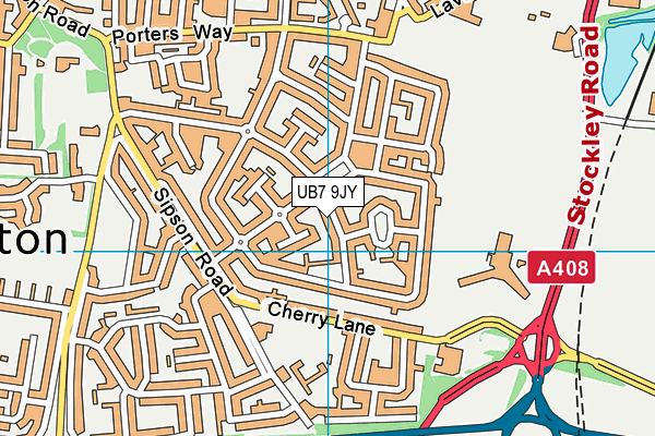 UB7 9JY map - OS VectorMap District (Ordnance Survey)