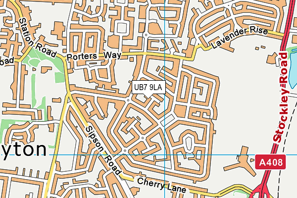 UB7 9LA map - OS VectorMap District (Ordnance Survey)