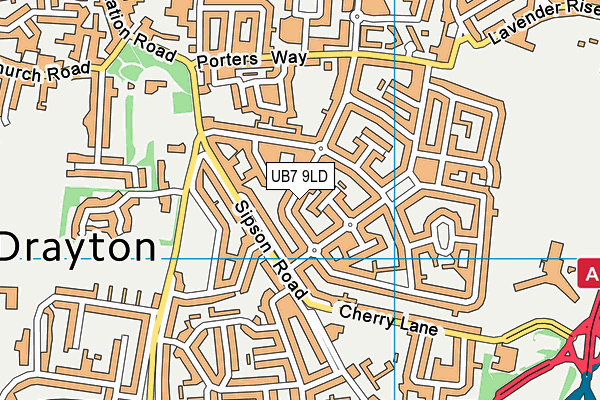 UB7 9LD map - OS VectorMap District (Ordnance Survey)