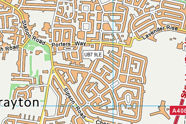 UB7 9LE map - OS VectorMap District (Ordnance Survey)