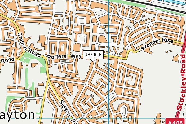 UB7 9LF map - OS VectorMap District (Ordnance Survey)