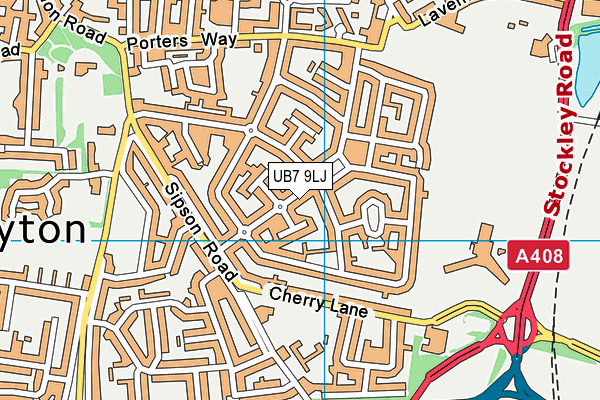 UB7 9LJ map - OS VectorMap District (Ordnance Survey)