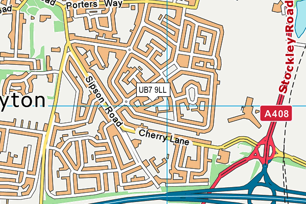 UB7 9LL map - OS VectorMap District (Ordnance Survey)