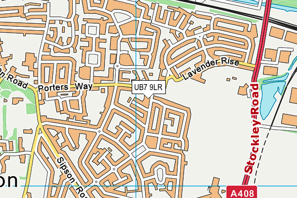 UB7 9LR map - OS VectorMap District (Ordnance Survey)