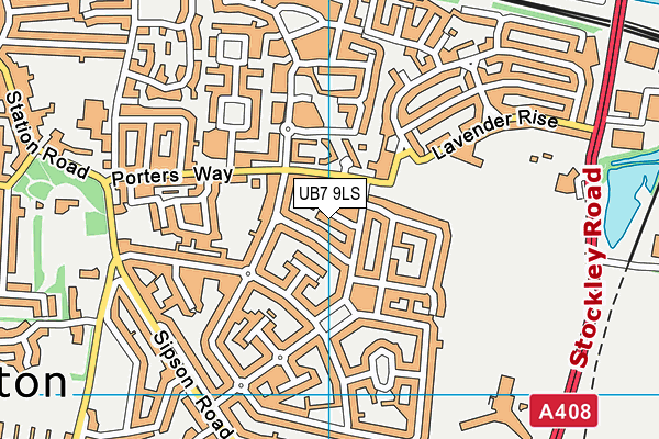 UB7 9LS map - OS VectorMap District (Ordnance Survey)