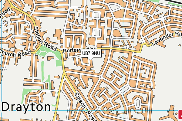 UB7 9NU map - OS VectorMap District (Ordnance Survey)