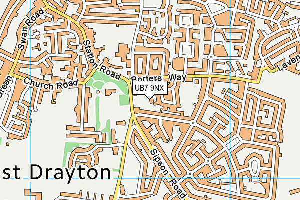 UB7 9NX map - OS VectorMap District (Ordnance Survey)