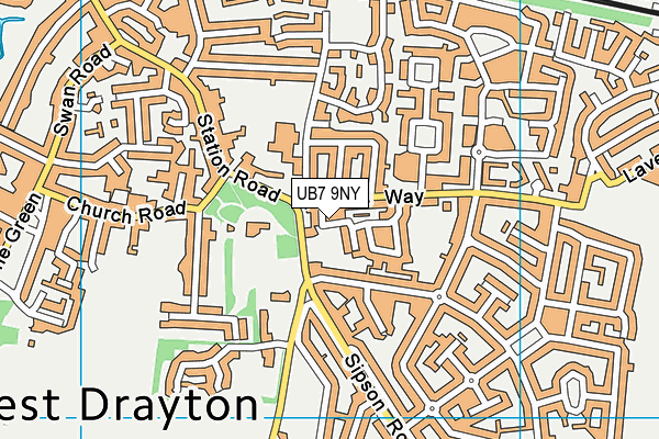 UB7 9NY map - OS VectorMap District (Ordnance Survey)