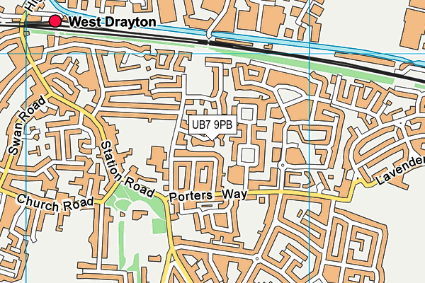 UB7 9PB map - OS VectorMap District (Ordnance Survey)
