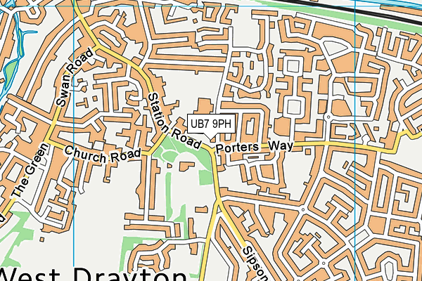 UB7 9PH map - OS VectorMap District (Ordnance Survey)