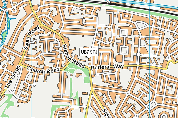 UB7 9PJ map - OS VectorMap District (Ordnance Survey)