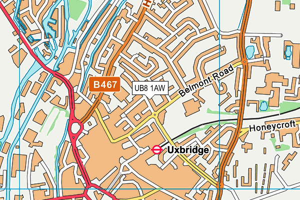 UB8 1AW map - OS VectorMap District (Ordnance Survey)