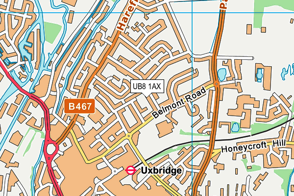 UB8 1AX map - OS VectorMap District (Ordnance Survey)