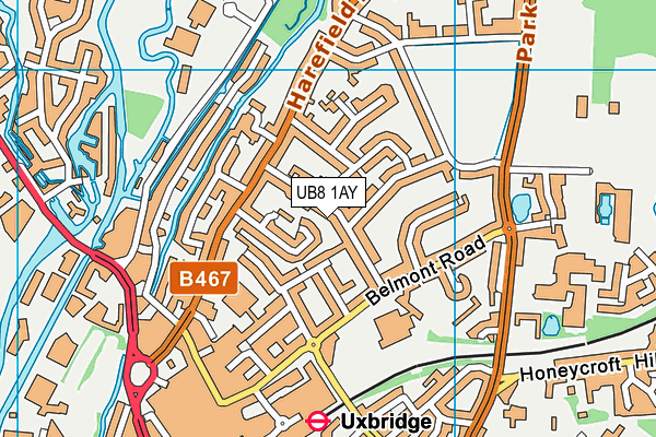 UB8 1AY map - OS VectorMap District (Ordnance Survey)