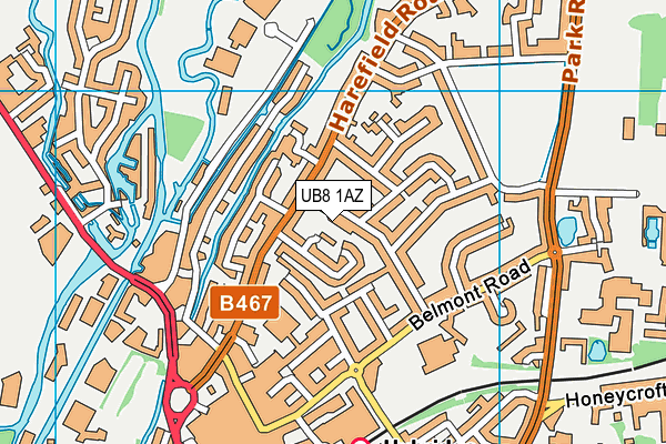 UB8 1AZ map - OS VectorMap District (Ordnance Survey)